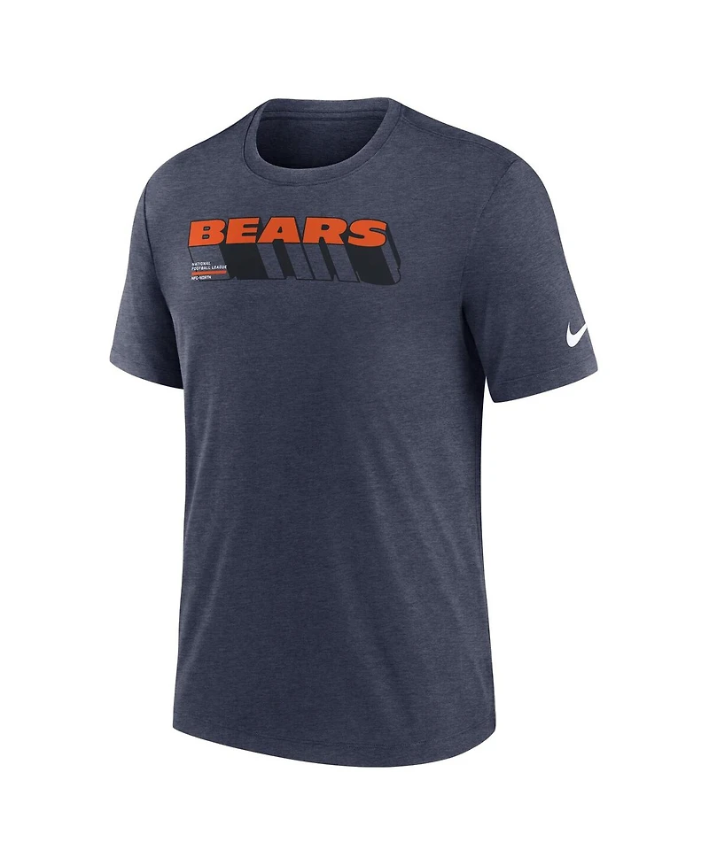 Nike Men's Heather Navy Chicago Bears Long Pass Tri-Blend T-Shirt