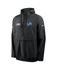 Nike Men's Black Detroit Lions Sideline Alt Pack Anorak Half-Zip Hoodie Jacket