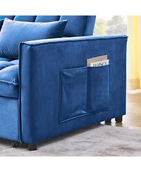 Streamdale Furniture Velvet Blue 54" Sleeper Sofa with Adjustable Back