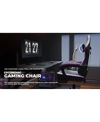 Streamdale Furniture Gaming Chair with Footrest & Massage - Black/Purple