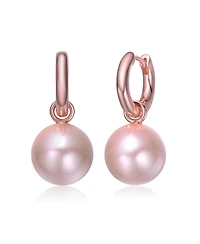 Rachel Glauber Round Colored Pearl Drop Hoop Earrings