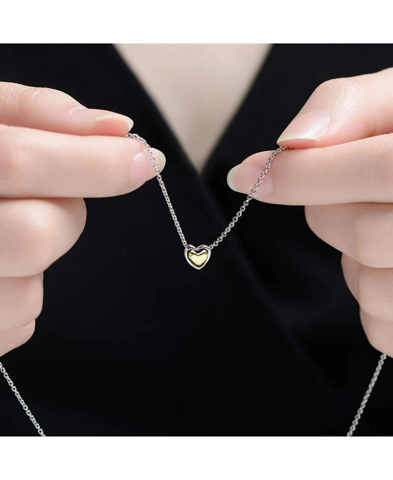 Rachel Glauber Two-Tone Sleek Heart Pendant Necklace