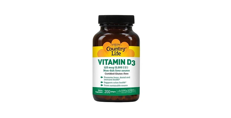 Country Life Vitamin D3, 5000 Iu, 200 Softgels