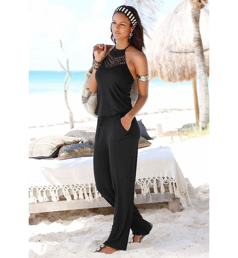 Lascana Women's Crochet Halterneck Jumpsuit