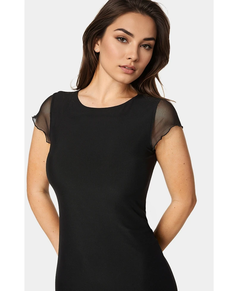 Bebe Women's Powermesh Maxi T-Shirt Dress