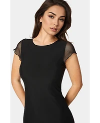 Bebe Women's Powermesh Maxi T-Shirt Dress