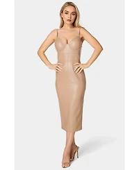 Bebe Women's Laux Leather Bustier Midi Dress