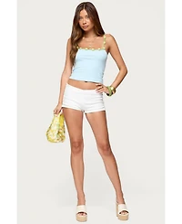 Edikted Womens Dima Crochet Trim Tank Top