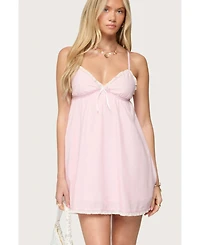 Edikted Womens Danira Pinstripe Babydoll Mini Dress