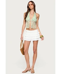 Edikted Women's Lace Split Front Backless Top