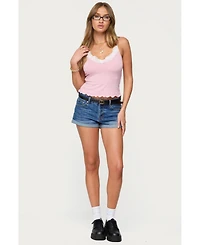 Edikted Womens Gabrietta Lacey Tank Top