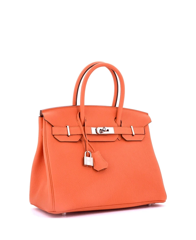 Pre-Owned Hermes Birkin 30 Handbag Orange Togo with Palladium Hardware