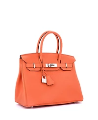 Pre-Owned Hermes Birkin 30 Handbag Orange Togo with Palladium Hardware
