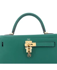 Pre-Owned Hermes Kelly 28 Handbag Green Epsom with Gold Hardware