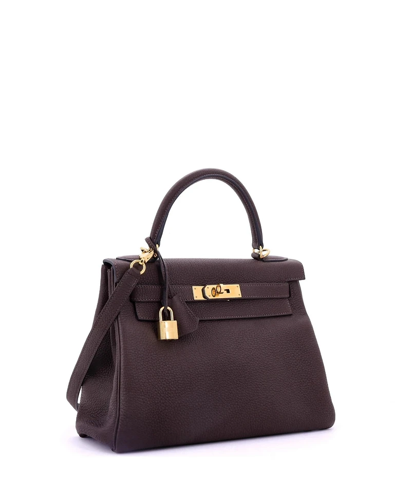 Pre-Owned Hermes Kelly 28 Handbag Brown Togo with Gold Hardware