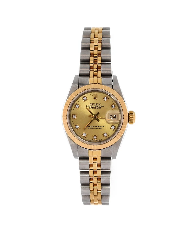 Pre-Owned Rolex Oyster Perpetual Datejust Automatic Watch in Stainless Steel and Gold with Diamond Markers 26mm