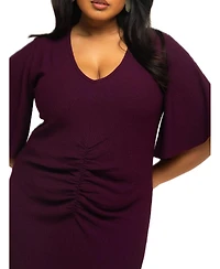 Fashion-szn Curve Women's Flutter Sleeve Midi Dress