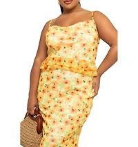 Fashion-szn Curve Women's Floral Print Peplum Midi Dress