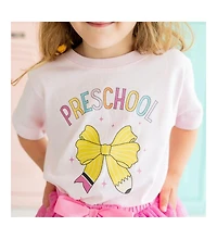 Sweet Wink Little and Big Girls Preschool Pencil Bow Short Sleeve T-Shirt