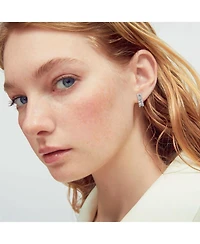 Bling Jewelry Classic Statement Cz Emerald Cut Cubic Zirconia Eternity Hoop Earrings Prom Party Pierced Ear 0.5 Inch Diameter