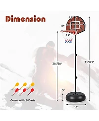 Gymax Kids 2-in-1 Basketball Hoop w/ Dart Board Double-sided Backboard & 6 Darts