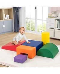 Gymax Toddler 6 Pcs Climber Play Set Indoor Foam Climb & Crawl Activity Blocks w/ Cover