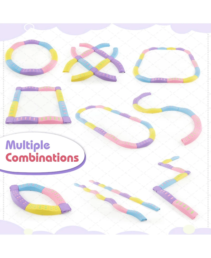 Gymax Balance Beams for Kids w/ Non-slip Textured Surface Bottom Pad Multicolor
