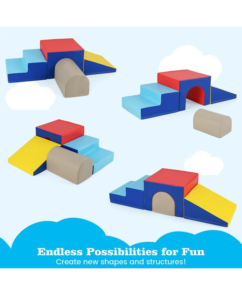 Gymax Toddler Climb & Crawl Activity Playset Blocks w/ Waterproof Pu Cover Epe Foam