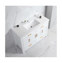 Casainc 48" White Vanity with Ceramic Sink Combo, 4 Soft-Close Doors & 4 Drawers, Elegant Storage Unit