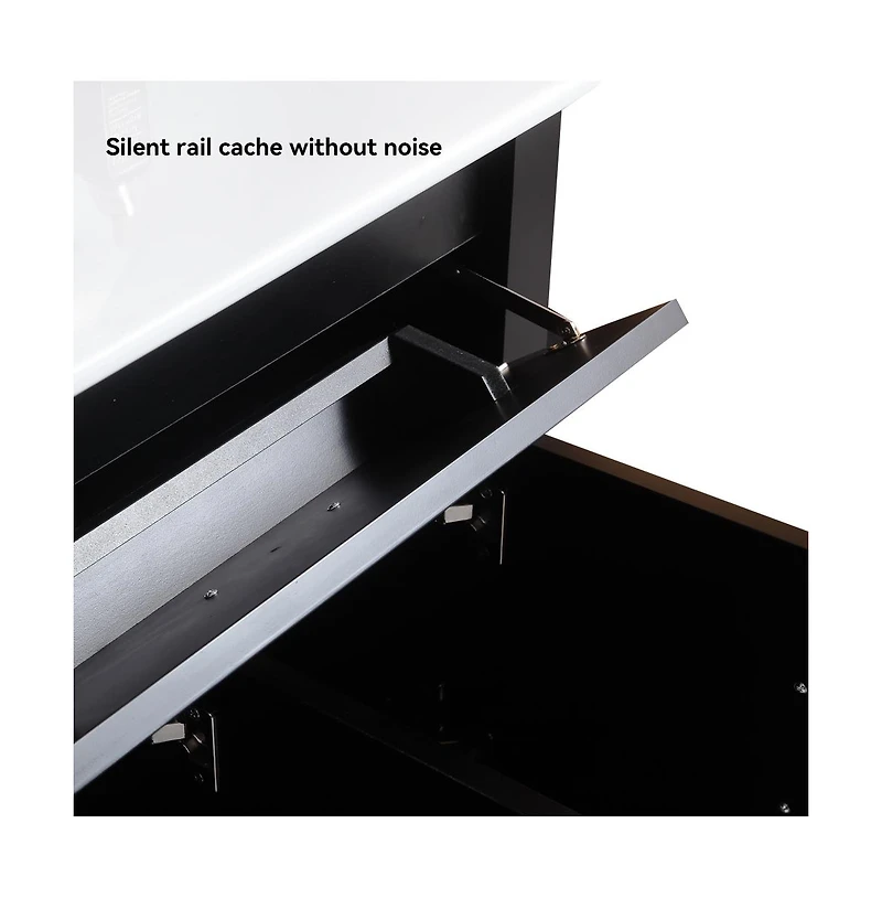 Casainc 48" Black Vanity Set with Ceramic Sink, 4 Soft-Close Doors & 4 Drawers, Stylish Bath Organizer