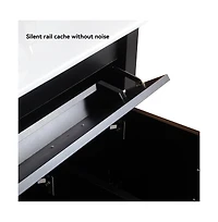 Casainc 48" Black Vanity Set with Ceramic Sink, 4 Soft-Close Doors & 4 Drawers, Stylish Bath Organizer