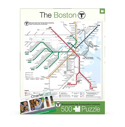 New York Puzzle Company Boston T Map 500 Piece Puzzle