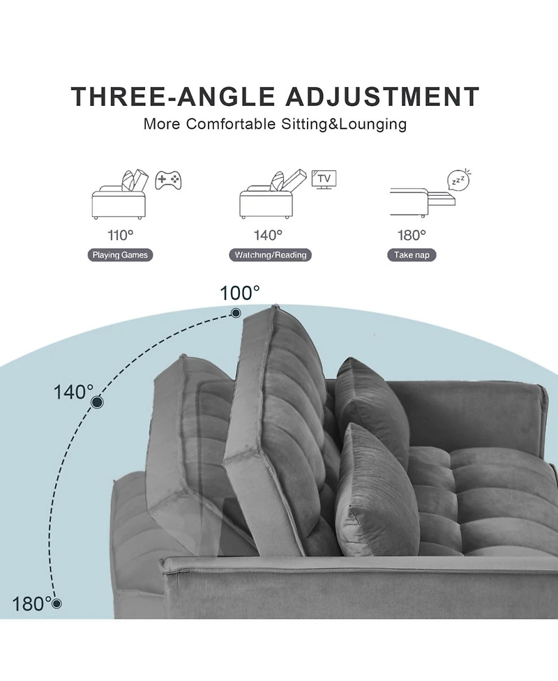 Streamdale Furniture Convertible Sleeper Sofa Bed - Dark Grey