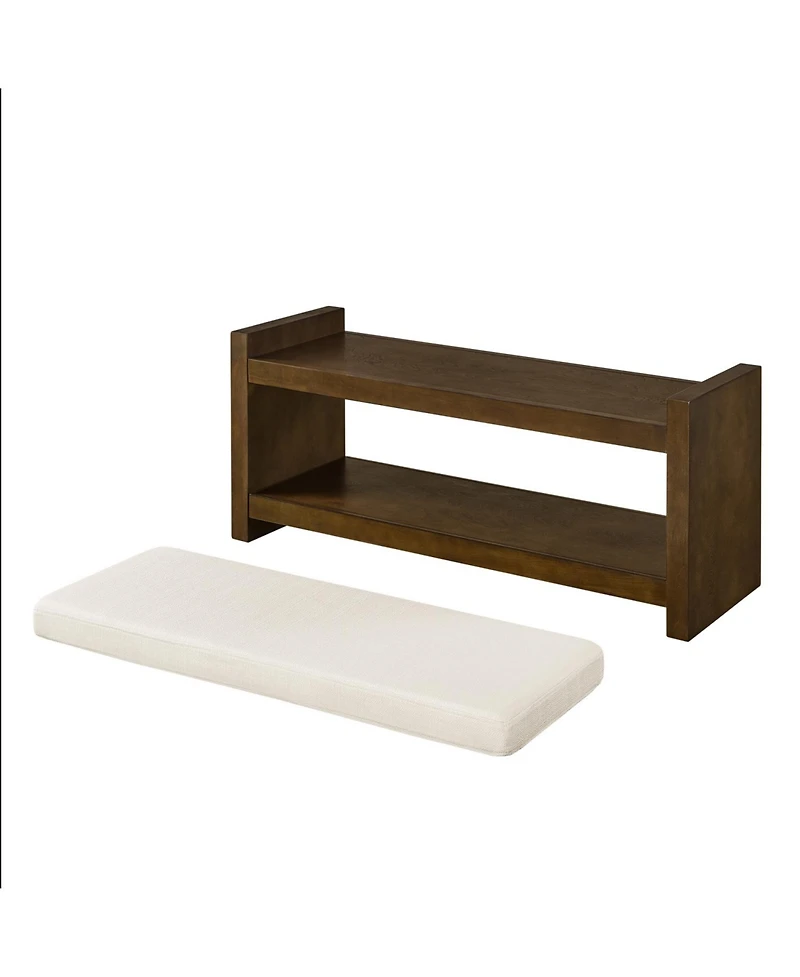 Streamdale Furniture 40" Ivory Bench with Shoe Rack & Removable Cushion