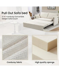 Streamdale Furniture Corduroy Convertible Sleeper Sofa Bed with Usb Ports