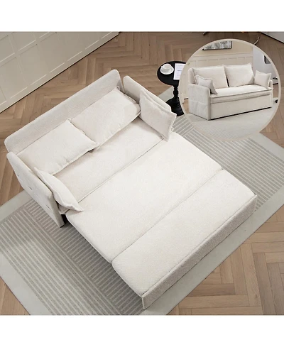 Streamdale Furniture Corduroy Convertible Sleeper Sofa Bed with Usb Ports