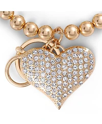 Jessica Simpson Heart Charm Stretch Keychain Bracelet in Gold-Tone