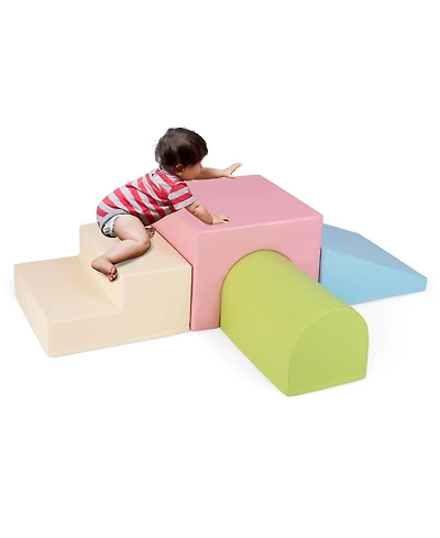 Gymax Toddler Climb and Crawl Activity Playset Blocks w/ Waterproof Pu Cover Epe Foam