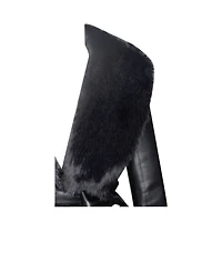 Miss Circle Women Zaida Black Faux Fur Trim Leather Coat