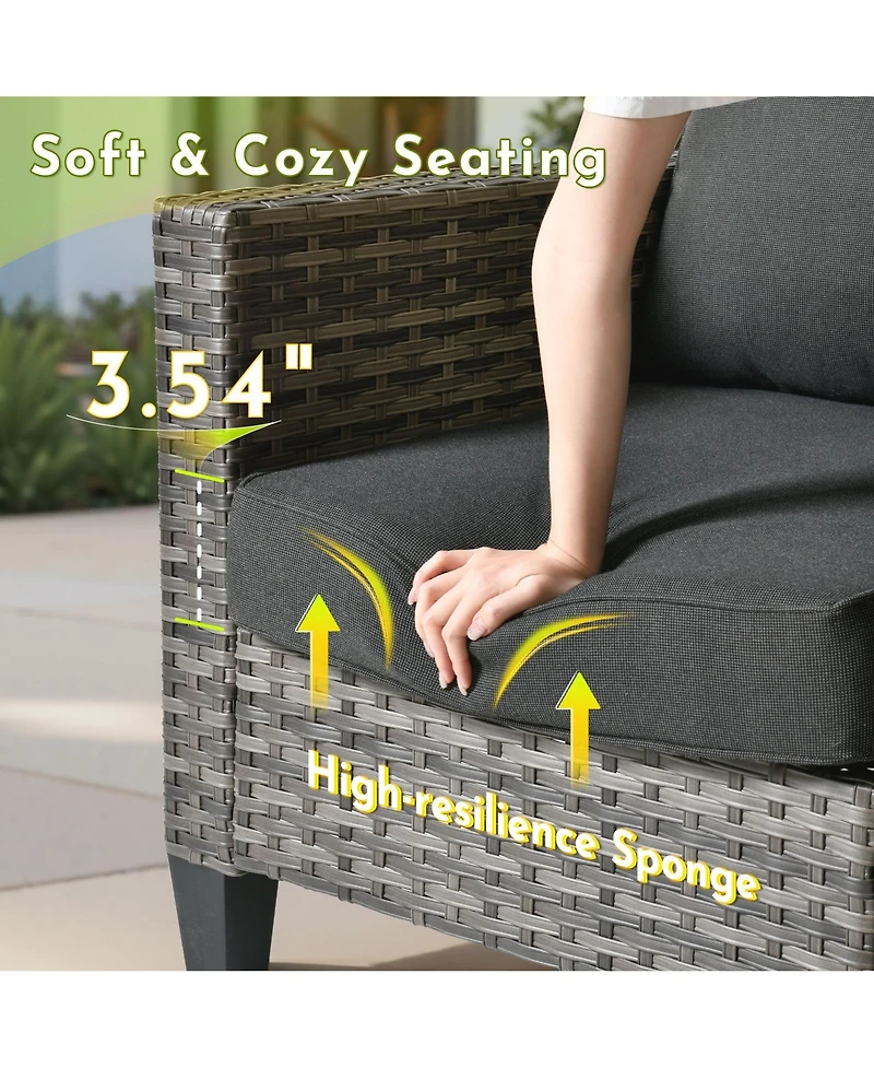 Xizzi 4 Pieces Outdoor Patio Furniture Set,Outside Conversation Set with All-Weather Wicker Sofa,Deep Seating Cushions and Solar Powered Coffee Table