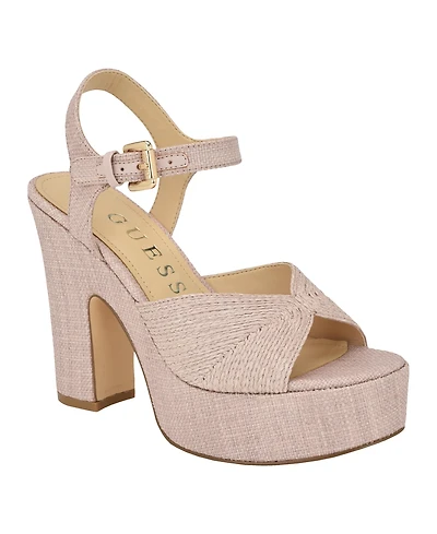 Guess Women's Saylin Woven Block Heel Platform Sandals