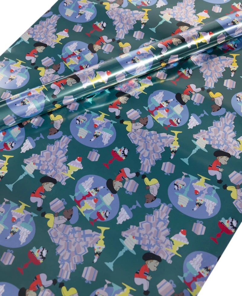 Black Paper Party Sweet Treats Gift Wrap