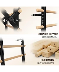 Er Kang Swedish Ladder – 9-Rod Stall Bar with Pull-Up & Dip Bars, Core & Stretching Trainer