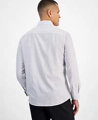 Tom Baine Men's Slim-Fit Performance Four-Way Stretch Mini Plaid Dress Shirt