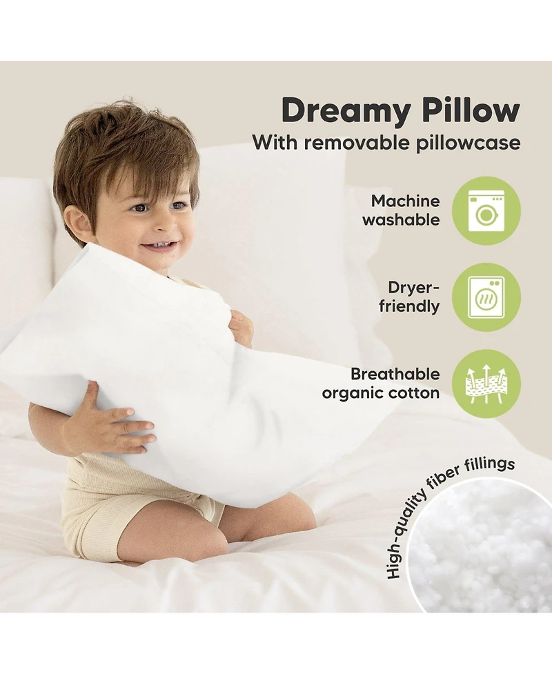 KeaBabies Toddler Pillow with Pillowcase, Small for Sleeping