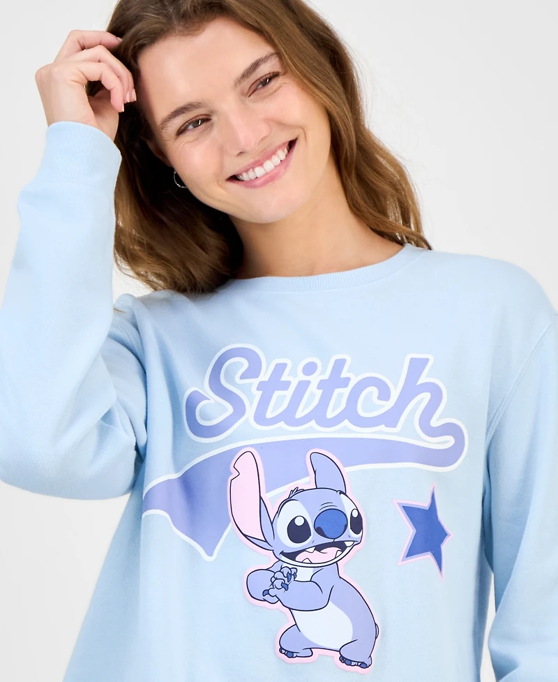 Disney Juniors' Stitch Graphic Cotton Crewneck Sweatshirt