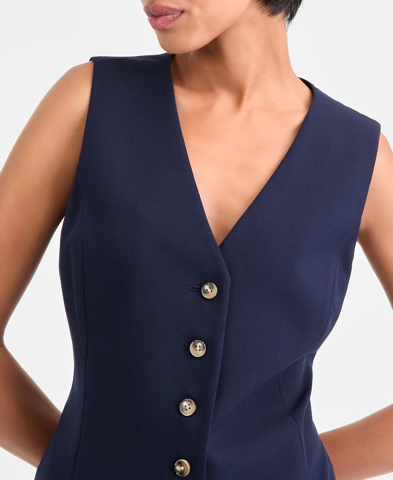 Tahari Asl Women's Stretch Crepe Button-Front Vest