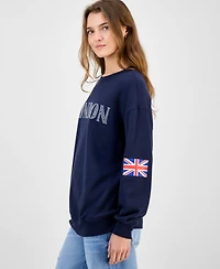Rebellious One Juniors' London-Graphic Sweatshirt