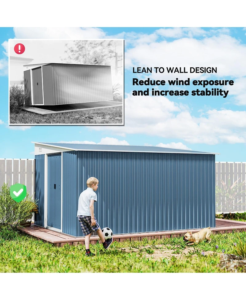 Outsunny 11' x 9' Metal Outdoor Storage Shed with Lockable Doors