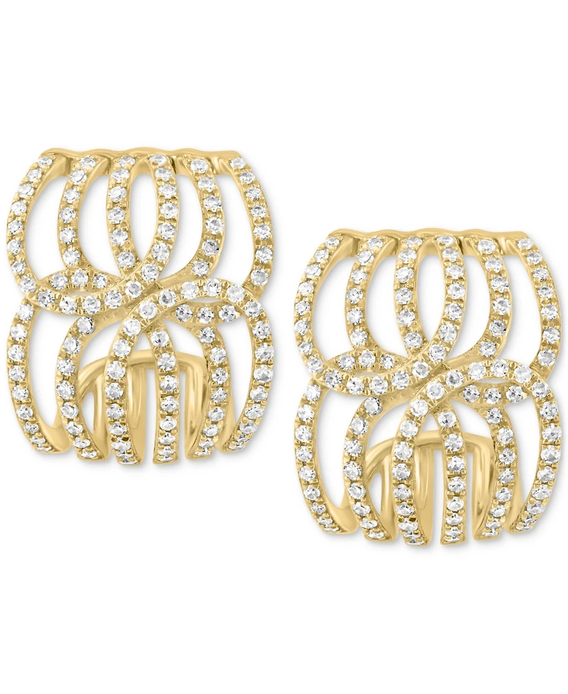 Effy Diamond Swirl Openwork Huggie Hoop Earrings (3/4 ct. t.w.) in 14k Gold